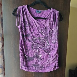 Purple Graphic Sleeveless Top
